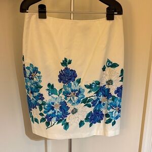 Covington White Skirt with Blue Floral Design